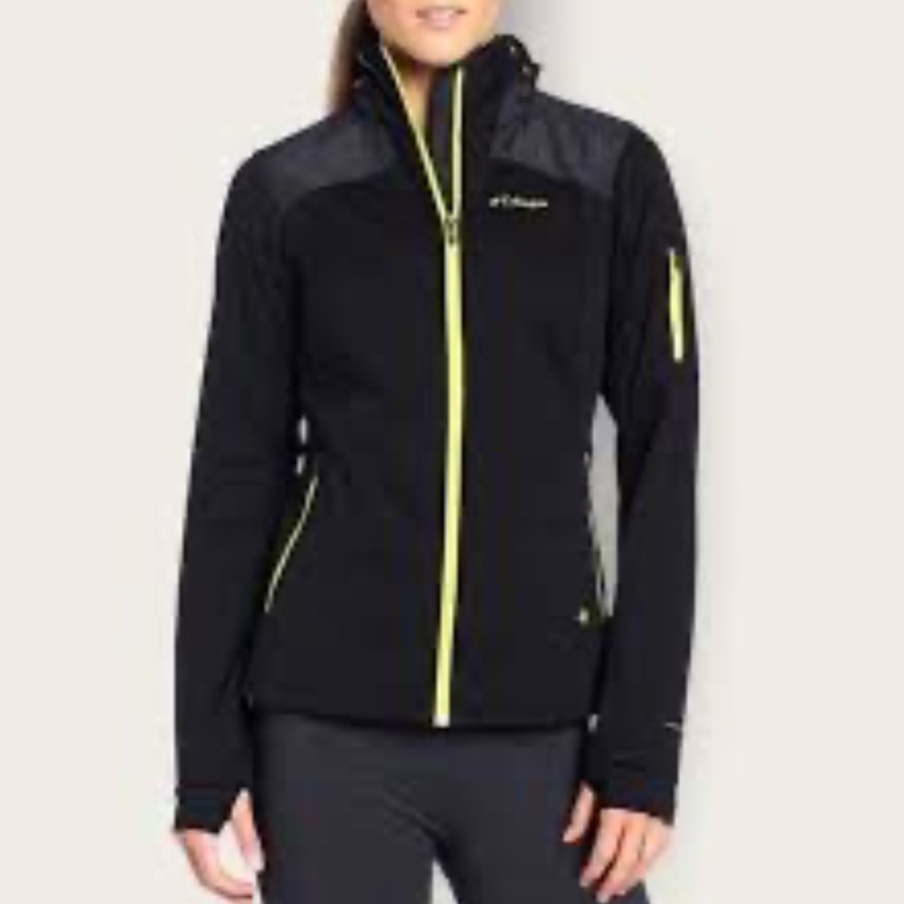 Columbia Omni-Heat/Shield women's XS black/ yellow full-zip hooded jacket